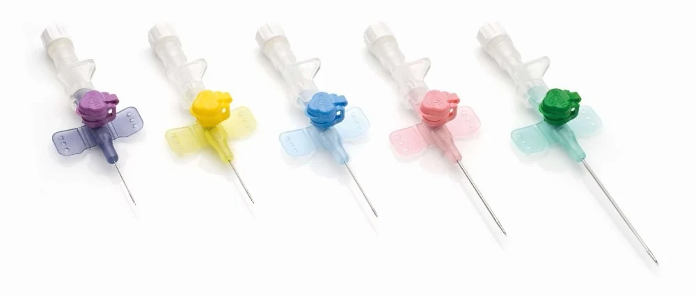 Safety intravenous indwelling cannula (PUR) catheter 25 mm, flow rate 29–45 ml/min, stainless steel, 22 G