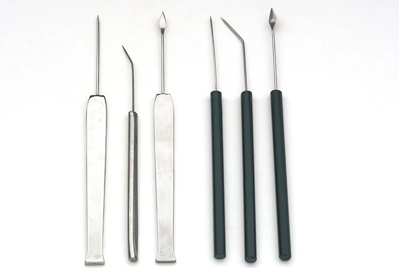 Windaus Preparing needle, curved, pointedly, high-grade steel grasp