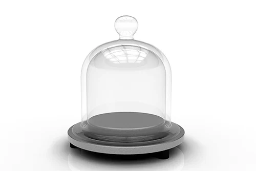 GLASS BELL WITH KNOB ø200 H.200 WITH BASE